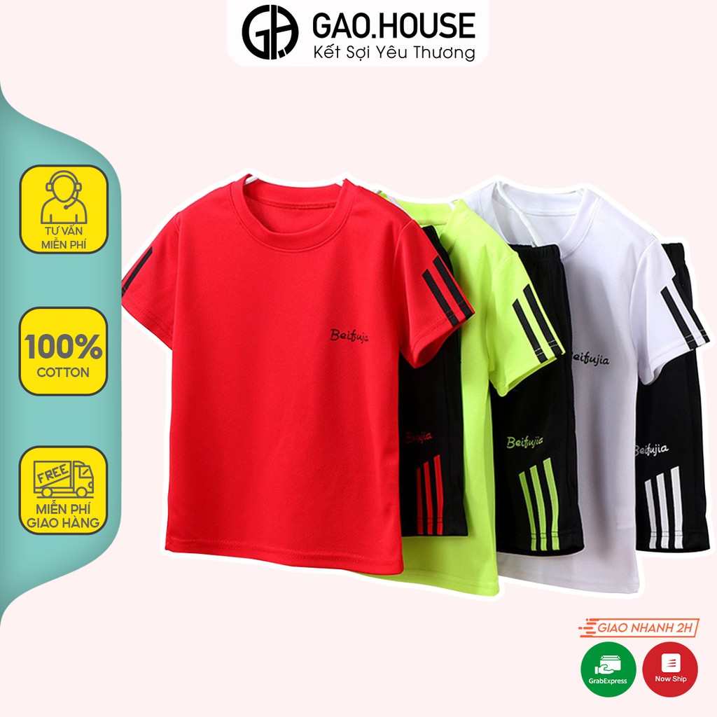 Áo thun trẻ em Gạo House cotton 4 chiều cổ tròn cộc tay dáng basic