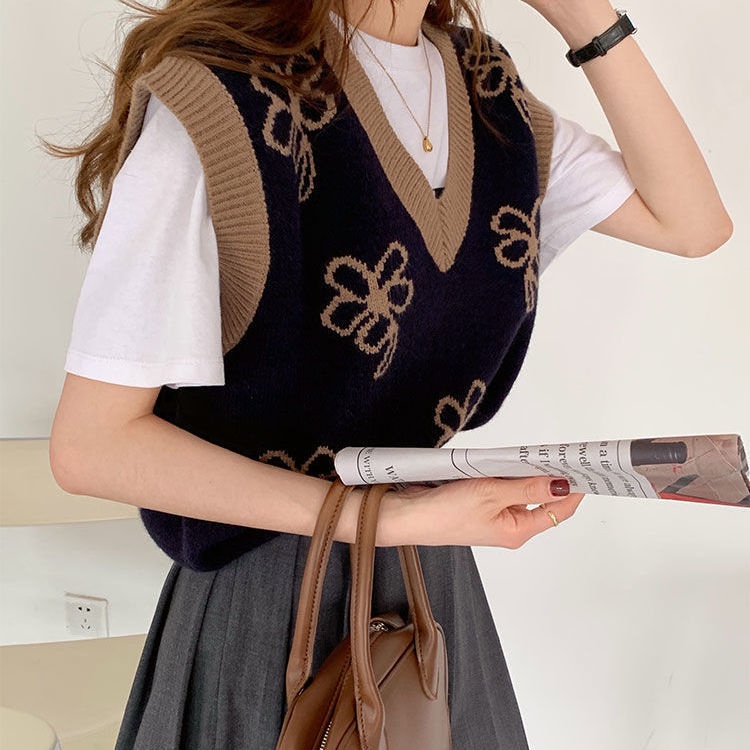 Áo Len Ghi Lê Cổ Chữ V Thời Trang Thu Đông Mới Cho Nữ 2021