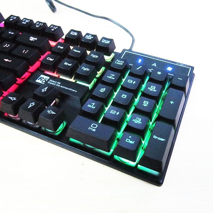 Bàn phím giả cơ gaming có dây với đèn Led màu chuyên dùng cho máy tính PC và Laptop