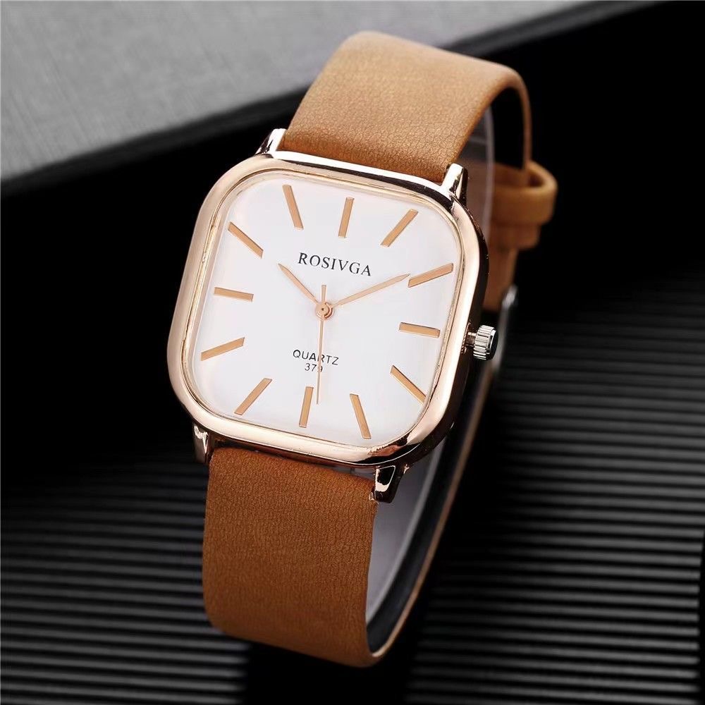 Đồng Hồ Thể Thao ROSIVGA Mặt Vuông Với Dây Đeo Da Cho Nam Nữ