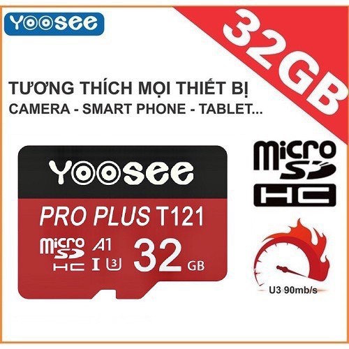 [ GIÁ HUỶ DIỆT] Thẻ nhớ microSDHC Yoosee Pro Plus 32GB A1 U3 4K R95MB/s W45MB/s (Đỏ) - chuyên camera và điện thoại