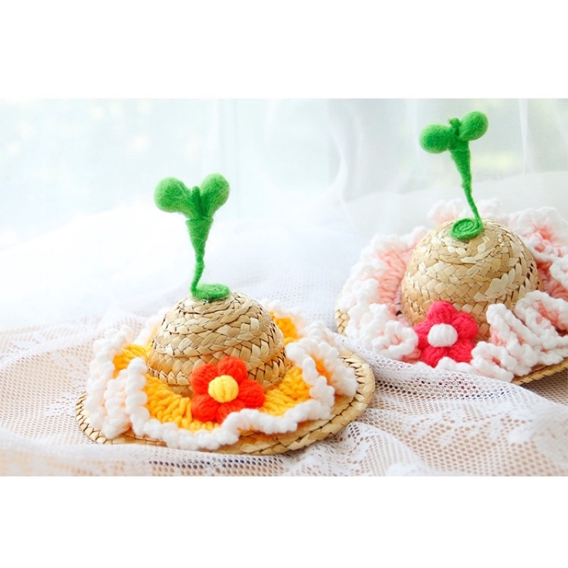 Nón cối nhành hoa handmade cho thú cưng