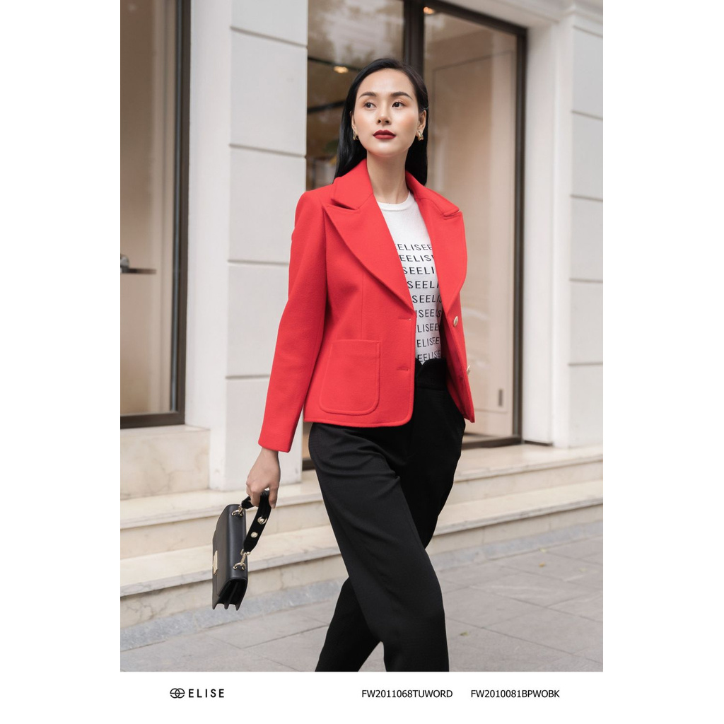 Áo vest dạ đỏ túi ốp Elise | BigBuy360 - bigbuy360.vn