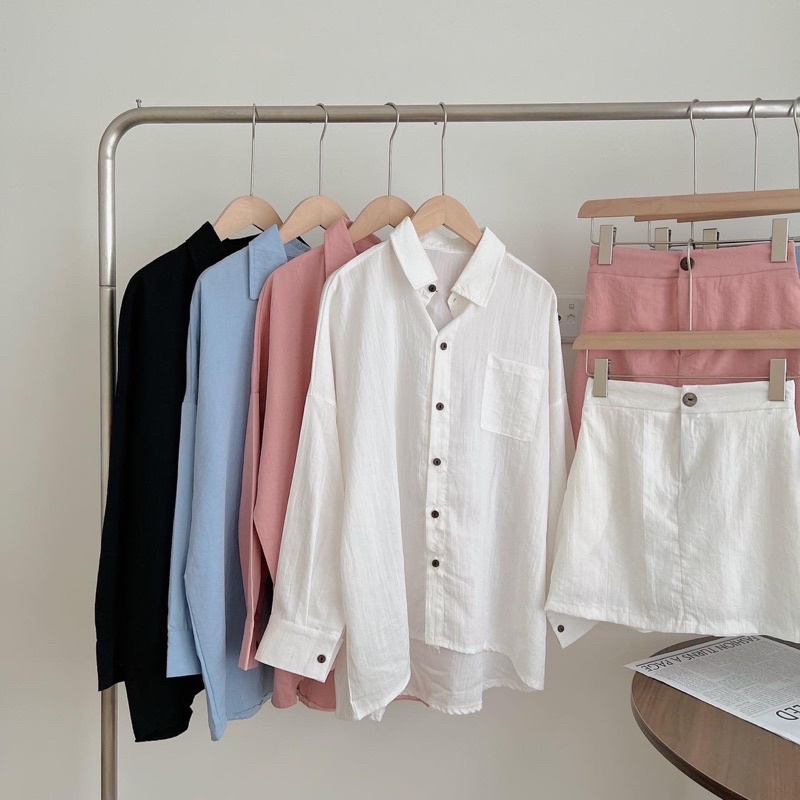 [VIDEO] SET ÁO SƠ MI ĐŨI VÀ CHÂN VÁY CÓ LÓT (ảnh thật)