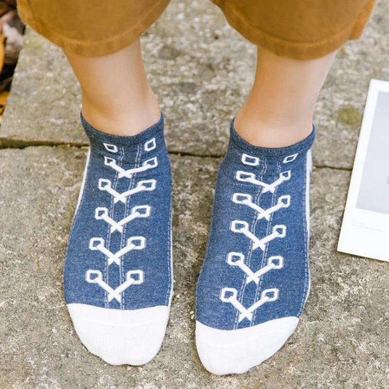 Vớ Cotton Canvas Thể Thao Cổ Thấp In Hình Mô Phỏng Vui Nhộn Phong Cách Nhật Bản Cho Nam