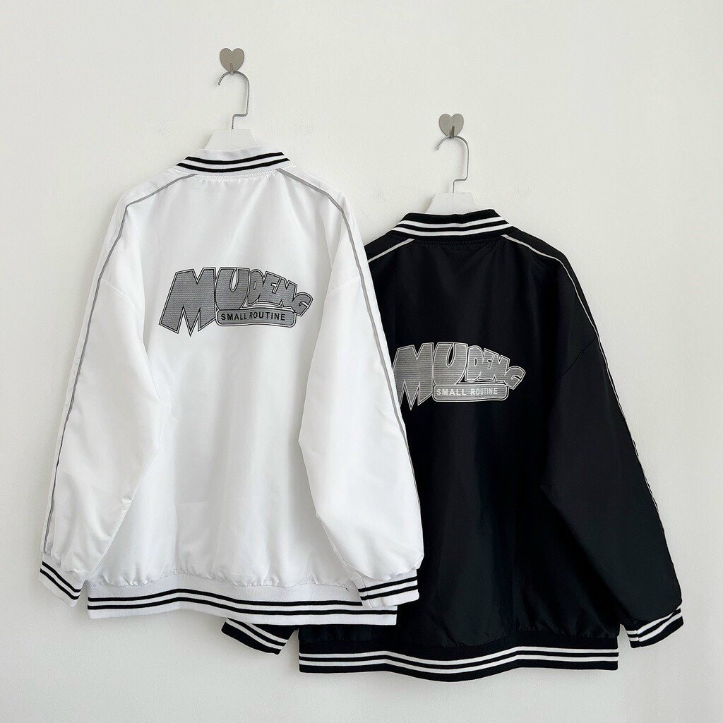 Áo Khoác Dù 2 Lớp, Áo Khoác Bomber In Chữ Chạy Sọc Tay Phong Cách Basic Trẻ Trung Hot Trend Mới