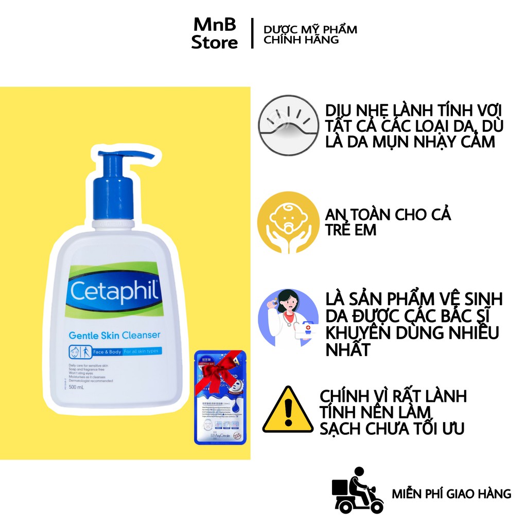 Sữa rửa mặt Cetaphil Gentle Skin Cleanser cho da nhạy cảm và lành tính 500ml