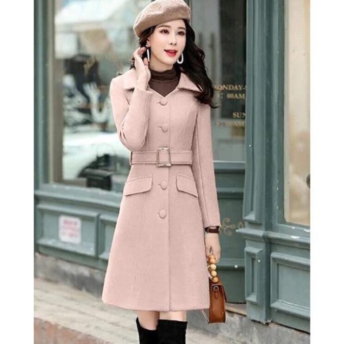 Áo Khoác Dạ Dài Cổ Vest Phối Nút Cao Cấp Có Đai 2 Lớp Siêu Ấm | BigBuy360 - bigbuy360.vn