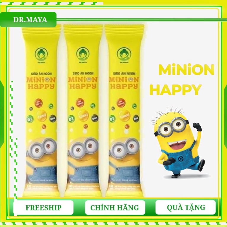 Siro ăn ngon MINION HAPPY (hộp 30 gói) 300ml giúp bé ăn ngon, hấp thu tốt