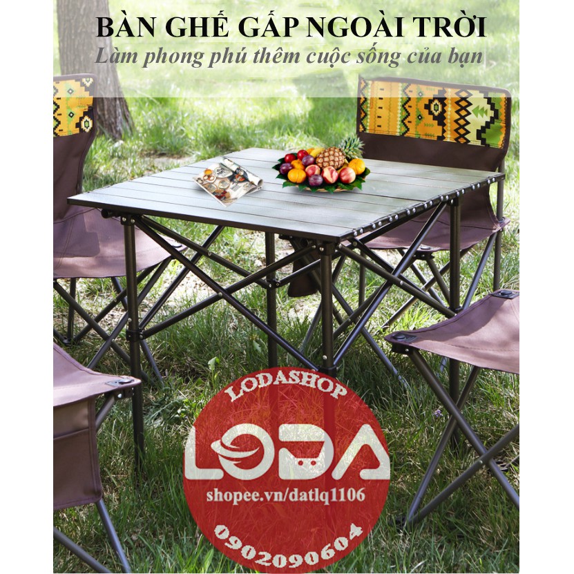 Bộ bàn ghế Gấp Gọn Di Động Ngoài trời BBQ Để Trên xe Ô tô Đi dã ngoại Công Viên Câu Cá Tắm Biển