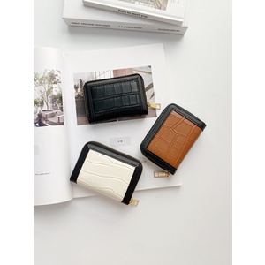 Ví Đựng Thẻ Có Khóa Kéo Phối Màu Tương Phản Đơn Giản Kiểu Âu Mỹ Cho Nữ