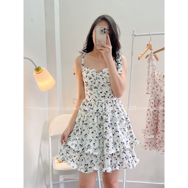 VÁY YOSEE HOA NHÍ HAI DÂY BUỘC NƠ VAI