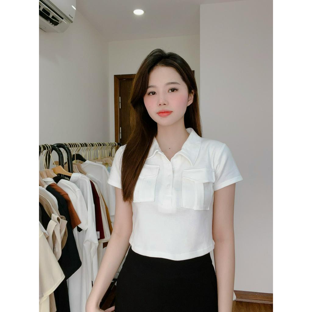 Áo Croptop Túi Hộp Nữ, Áo Hè Chất Cotton Mềm Mịn Tôn Dáng