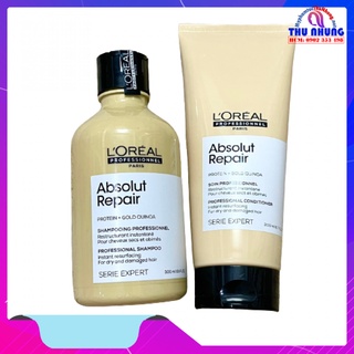 Dầu gội xả l'oreal absolut repair gold quinoa 2021 cho tóc hư tổn 300ml+200ml