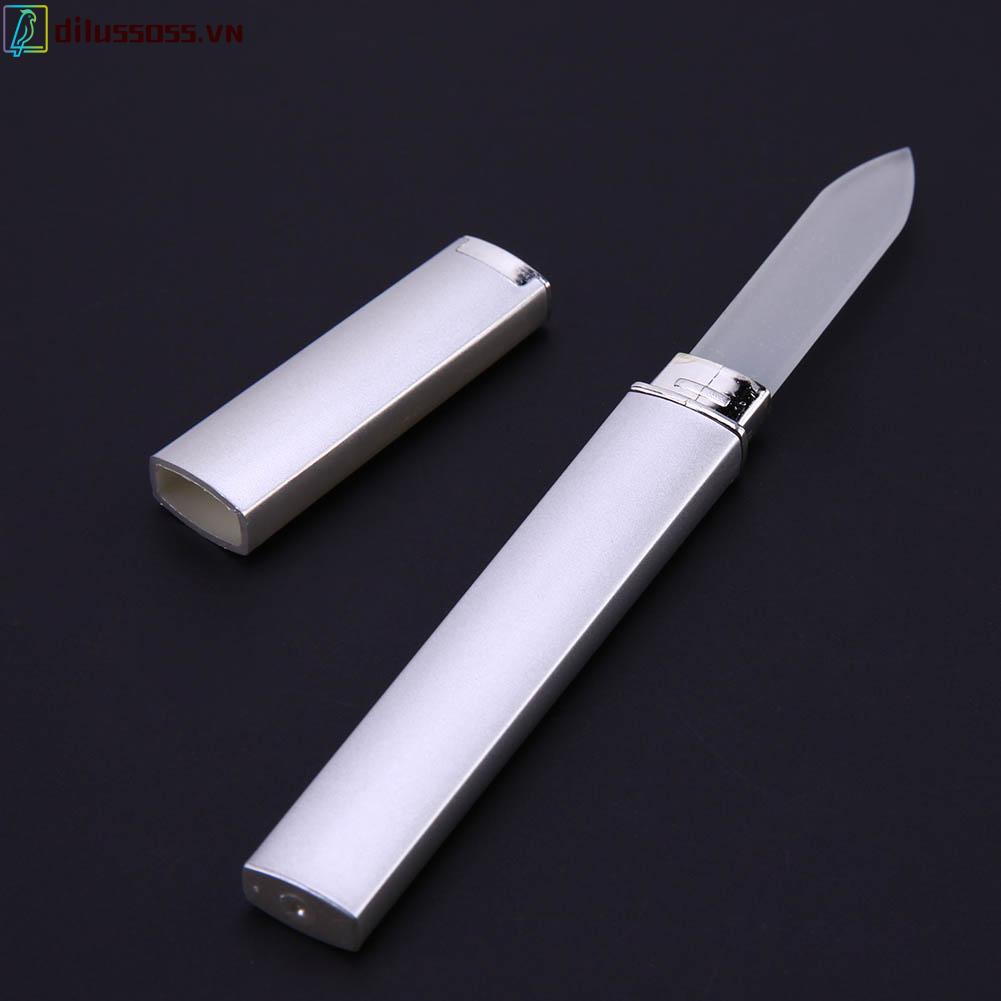 [Hàng mới về] Set 6 dũa móng bằng thủy tinh pha lê kèm ống đựng màu bạc