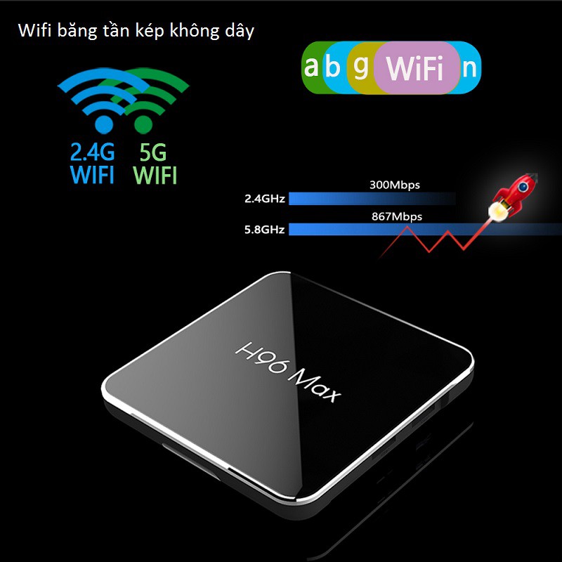 tivi thông minh H96 MAX X2 Android TV 8.1 Chip S905X2 RAM 4GB ROM 32GB cài sẵn ứng dụng xem phim HD và truyền hình cáp