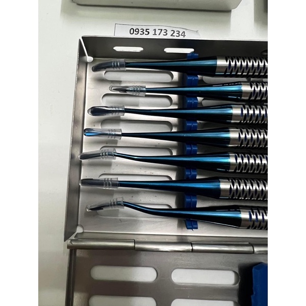 Bộ nạy nhổ răng không sang chấn plasma xanh Tulit German bảo toàn vách xương ổ răng, hộp 7 cây