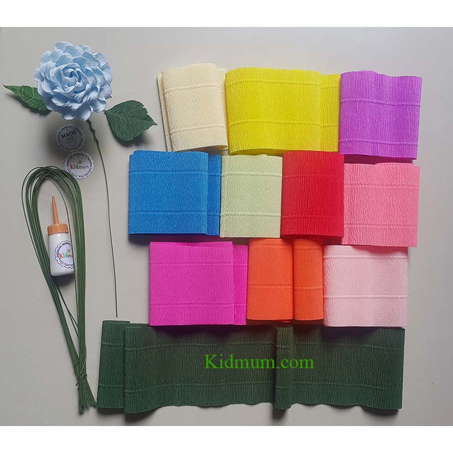 Combo giấy nhún Ý làm 10 bông hoa Hồng tuyệt đẹp