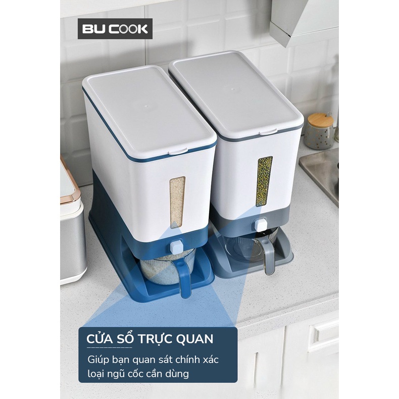 Thùng Đựng Gạo Thông Minh Dạng Gấp Gọn BUCOOK BNP068