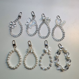 Keyring Móc khóa treo balo, điện thoại - Mẫu dây treo ngọc trong suốt