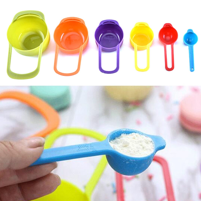 Set of 6 colorful graduated measuring spoons, random colors Accurate Measuring Spoon Scale Measuring Spoon Tablespoon Teaspoon Gram Scoop Household