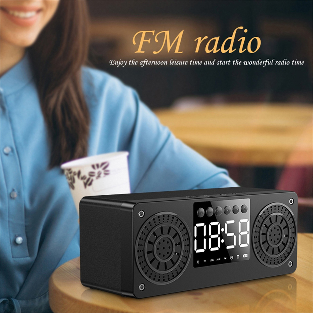 Đồng Hồ Báo Thức Điện Tử Bluetooth 5.0 Tích Hợp Đài Fm Radio Màn Hình Led