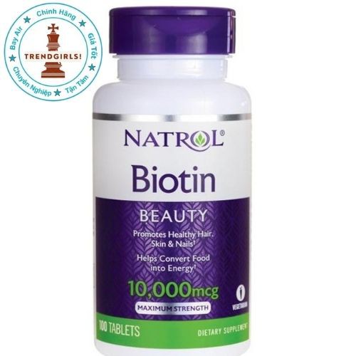 Viên uống Natrol Biotin 10000mcg, USA (100v) hỗ trợ mọc tóc, giúp móng khỏe cho người trên 12 tuổi - trend girls online