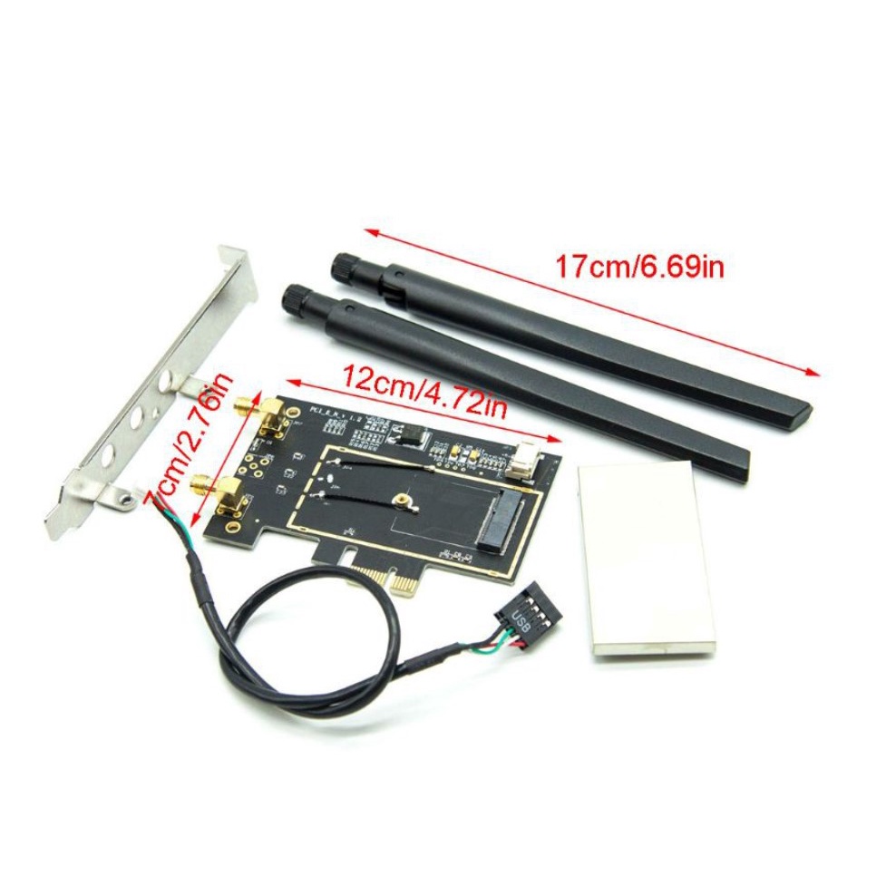 Adapter chuyển đổi card wifi m2 laptop sang wifi pice dùng cho máy tính bàn Ax200 9260 8265 1650a