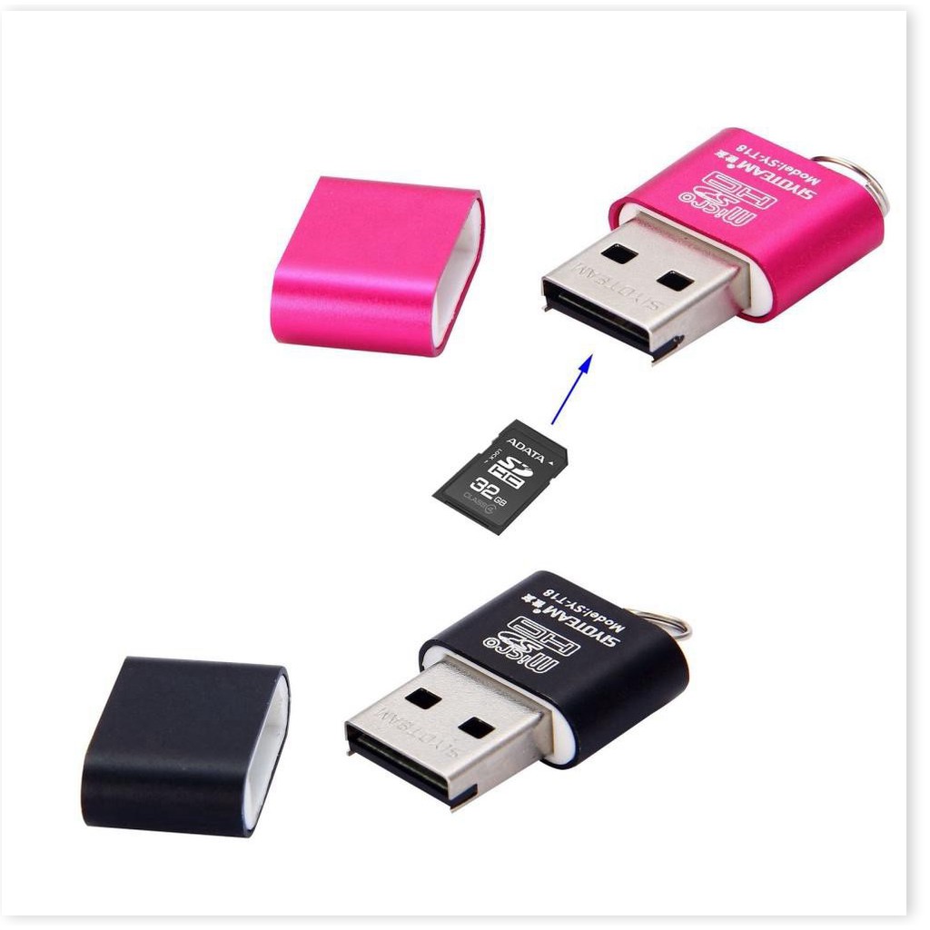 Đầu đọc thẻ nhớ   BH 1 THÁNG   Đầu đọc thẻ nhớ USB 2.0 cho Micro TF, thiết kế nhỏ gọn, có thể dùng treo móc khóa 728