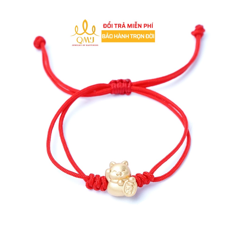QMJ Vòng tay chỉ đỏ Mèo Thần Tài mạ vàng 24k may mắn, tài lộc Q273