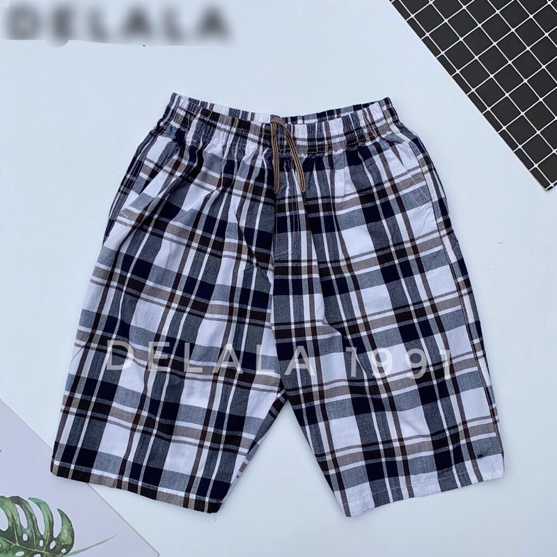 Quần ngố thô nam kẻ sọc cạp chun,đùi ngố