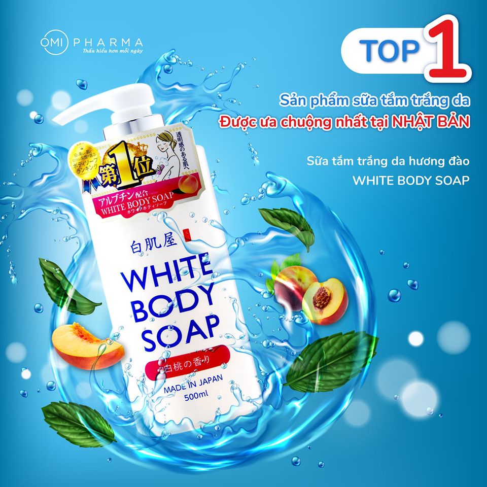 Sữa Tắm Trắng Da Hương Đào White Body Soap (500ml)