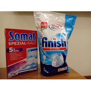Combo Muối somat 1,2kg + Bột rửa bát Finish 2.2 kg Dùng cho máy rửa bát