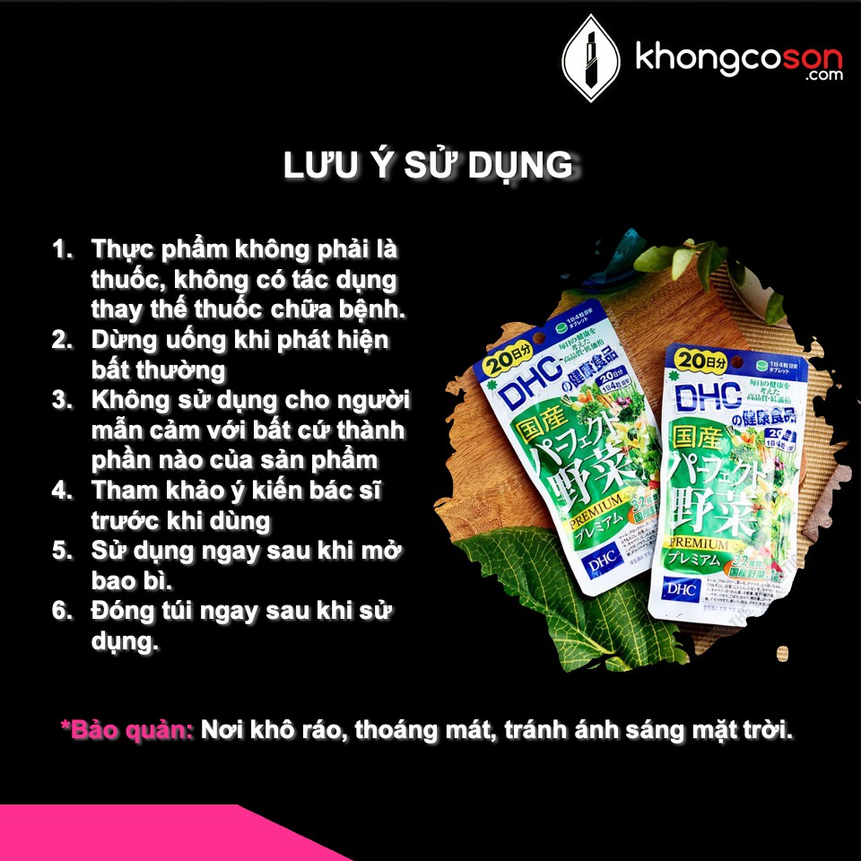 Hàng giao ngay Viên Rau Củ DHC Viên Uống Tổng hợp Premium Hỗ Trợ Giảm Cân 15, 30 và 90 Ngày - Khongcoson