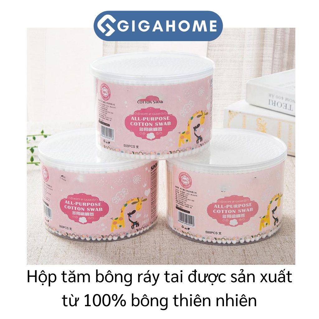 Hộp Tăm Bông Ngoáy Tai Người Lớn GIGAHOME Bông Thiên Nhiên, Mềm Mại 5800