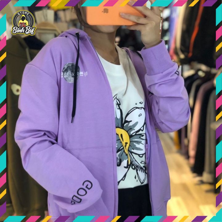 Áo Hoodie Zip Tím