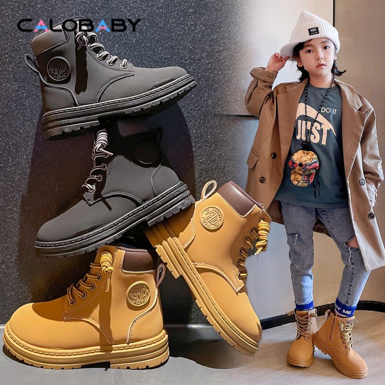 Giày Bốt Martin Cao Su Sợi Nhỏ Cổ Thấp Thời Trang Mùa Đông Cho Bé Gái