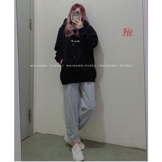 Sét áo hoodie chữ nhỏ +quần bom xám HT11