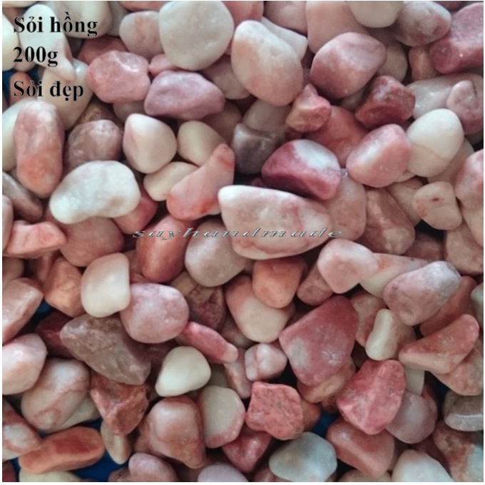 Sỏi hồng trang trí, 200g, làm handmade, mô hình, tiểu cảnh, hồ cá,chậu cây, mô hình mini thủy tinh