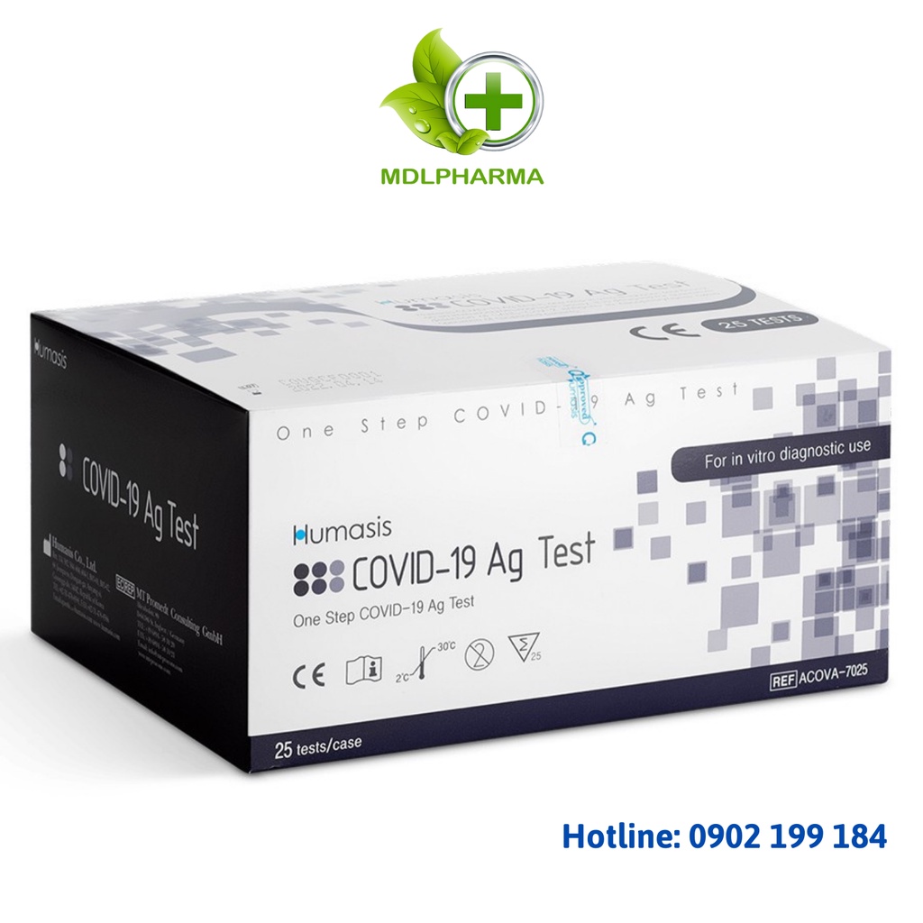 Hộp 25 que test nhanh covid, kit test nhanh Humasis hàng công ty chính hãng đầy đủ chứng nhận