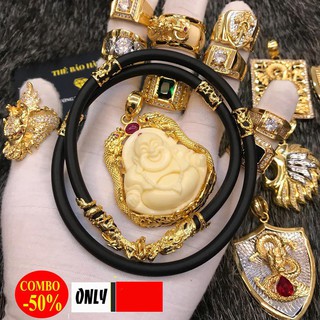 Dây chuyền cao su bọc đầu rồng kèm mặt Phật Bình An May Mắn