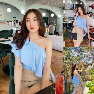 ÁO LỆCH VAI BÈO - Blue Top🍀FREESHIP🍀Cực Xinh - Kèm Ảnh Thật - Giá Rẻ