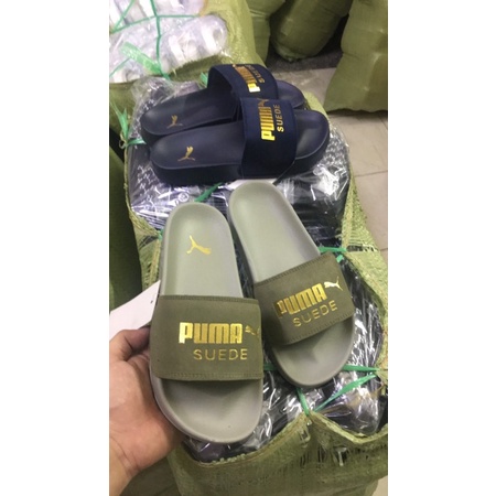 Dép Suede Quai Ngang Lót Bông Đế Đúc Cao Su Màu Đen Xám Hồng