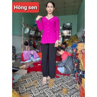 Bộ áo bà ba trơn kèm quần đen