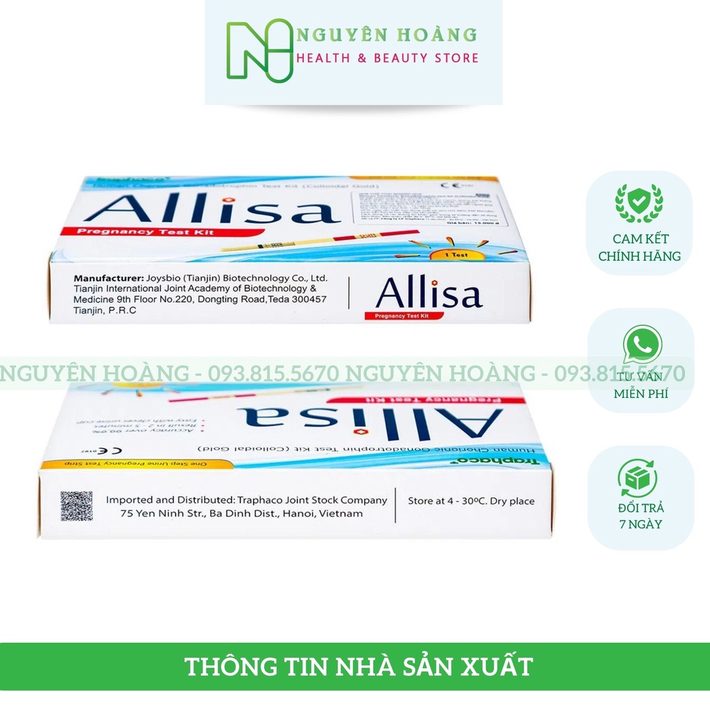 Que thử thai Allisa Traphaco cho kết quả nhanh chóng chính xác mọi thời điểm trong ngày - đạt chuẩn Châu Âu