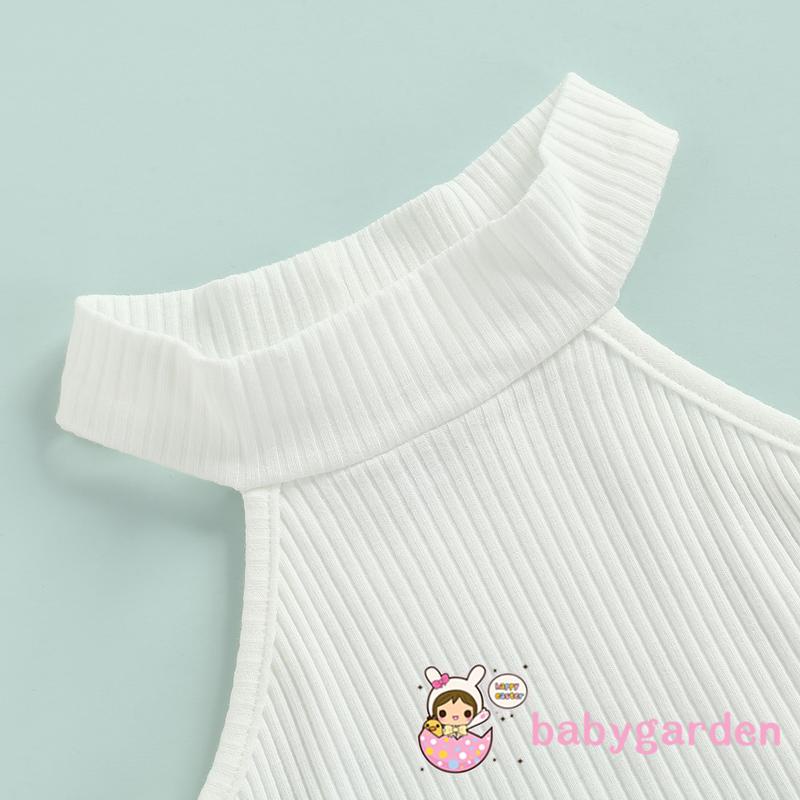 Set Áo Cổ Cao Không Tay + Quần Short Thời Trang Cho Bé Gái 2-7 Tuổi