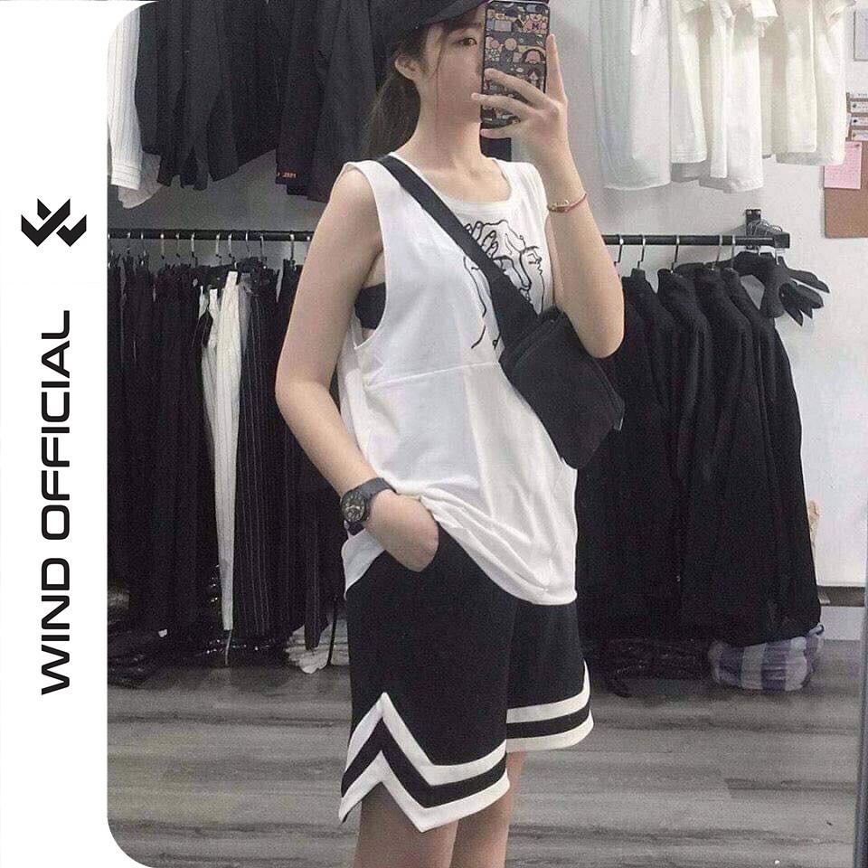 [Mã FATHANG5 giảm 10K đơn 50K] Quần short thun unisex Wind form rộng bóng chày Chữ V lửng nam nữ oversize ulzzang