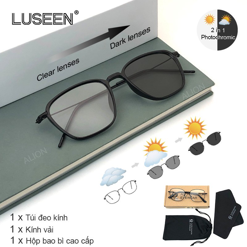 Kính đổi màu LUSEEN chống bức xạ chống ánh sáng xanh cho nữ và nam