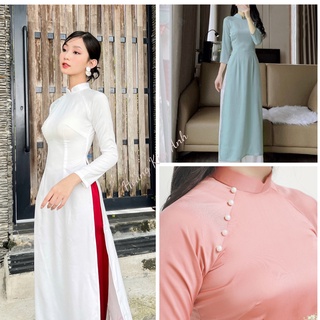 Áo dài cách tân nữ trơn thiết kế 2 tà - áo dài lụa trơn - áo dài học sinh - áo dài lụa