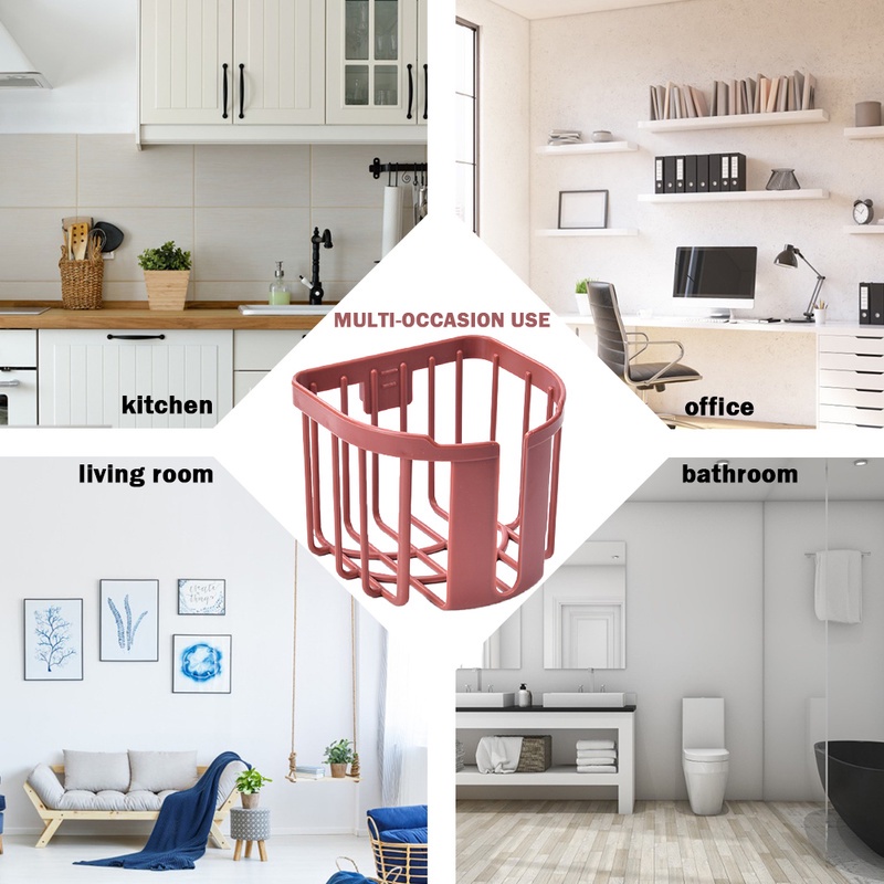 1 Hộp Đựng Khăn Giấy Gắn Tường Không Cần Khoan Lỗ Dạng Rỗng Tự Dính Cho Nhà Tắm